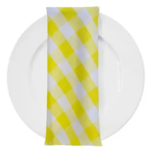 100pcs - Polyester Checker (Gingham) Table Napkin 18"x18" Square - Yellow