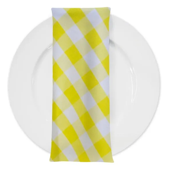 100pcs - Polyester Checker (Gingham) Table Napkin 18"x18" Square - Yellow
