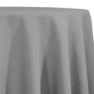 1pc - Premium Poly (Poplin) Table Linen 96" Round - Silver 1310