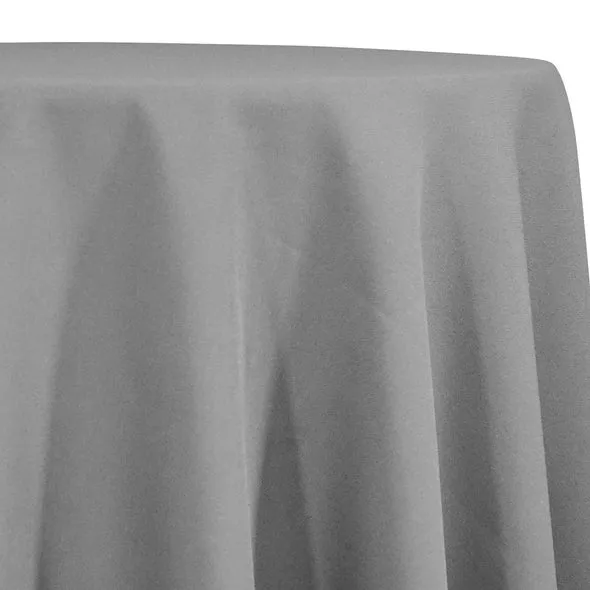 1pc - Premium Poly (Poplin) Table Linen 96" Round - Silver 1310