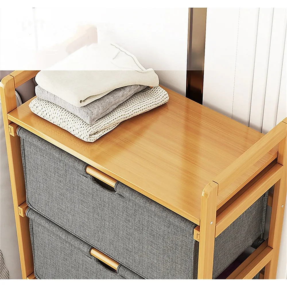 3-Drawer Bamboo Storage Shelf with Hamper - Lightweight Design