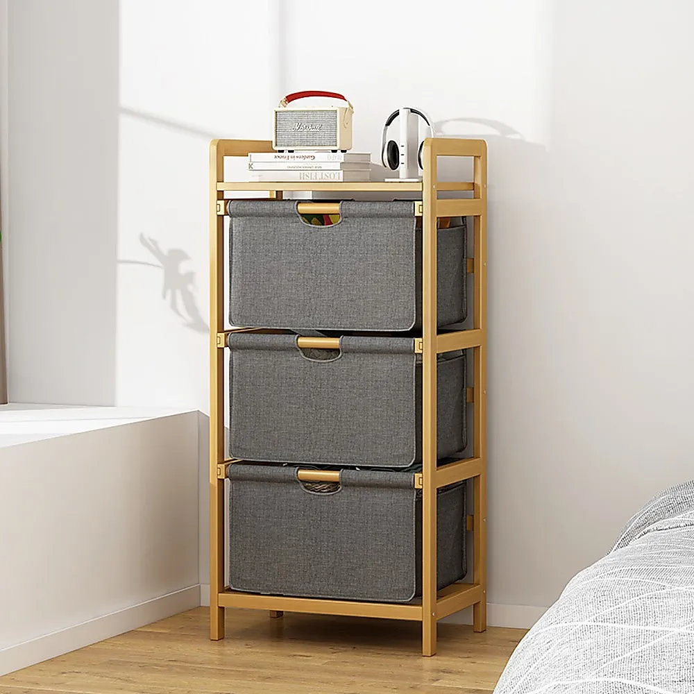 3-Drawer Bamboo Storage Shelf with Hamper - Lightweight Design