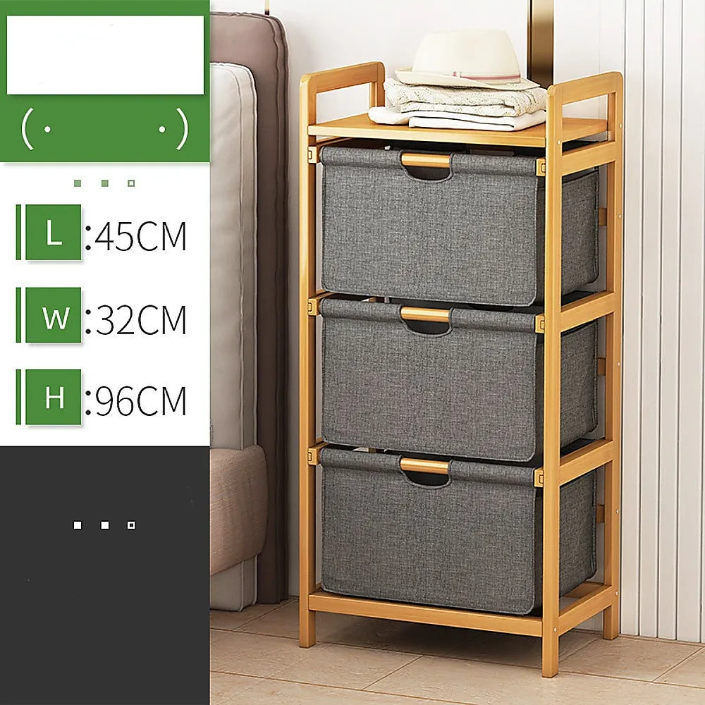 3-Drawer Bamboo Storage Shelf with Hamper - Lightweight Design
