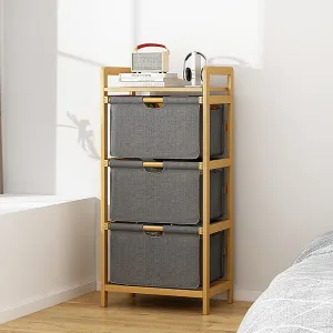 3-Drawer Bamboo Storage Shelf with Hamper - Lightweight Design