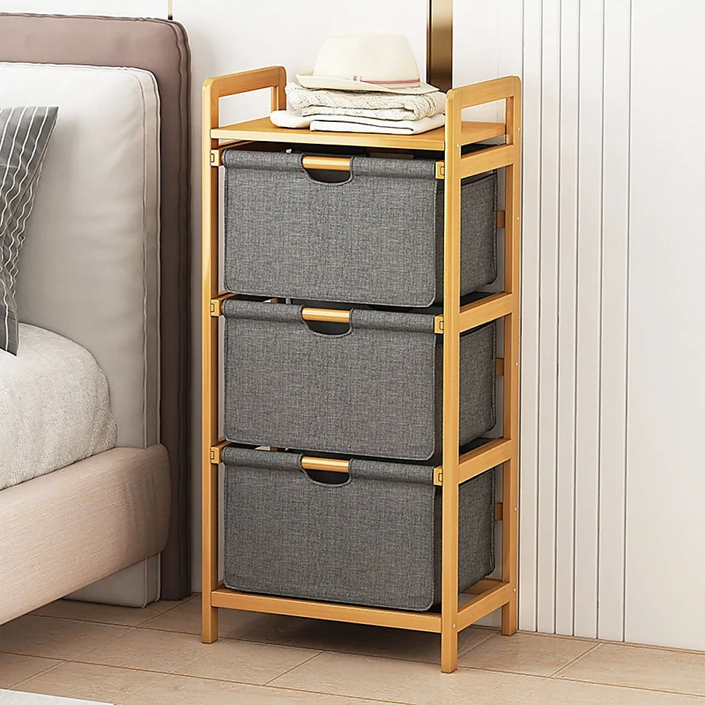 3-Drawer Bamboo Storage Shelf with Hamper - Lightweight Design