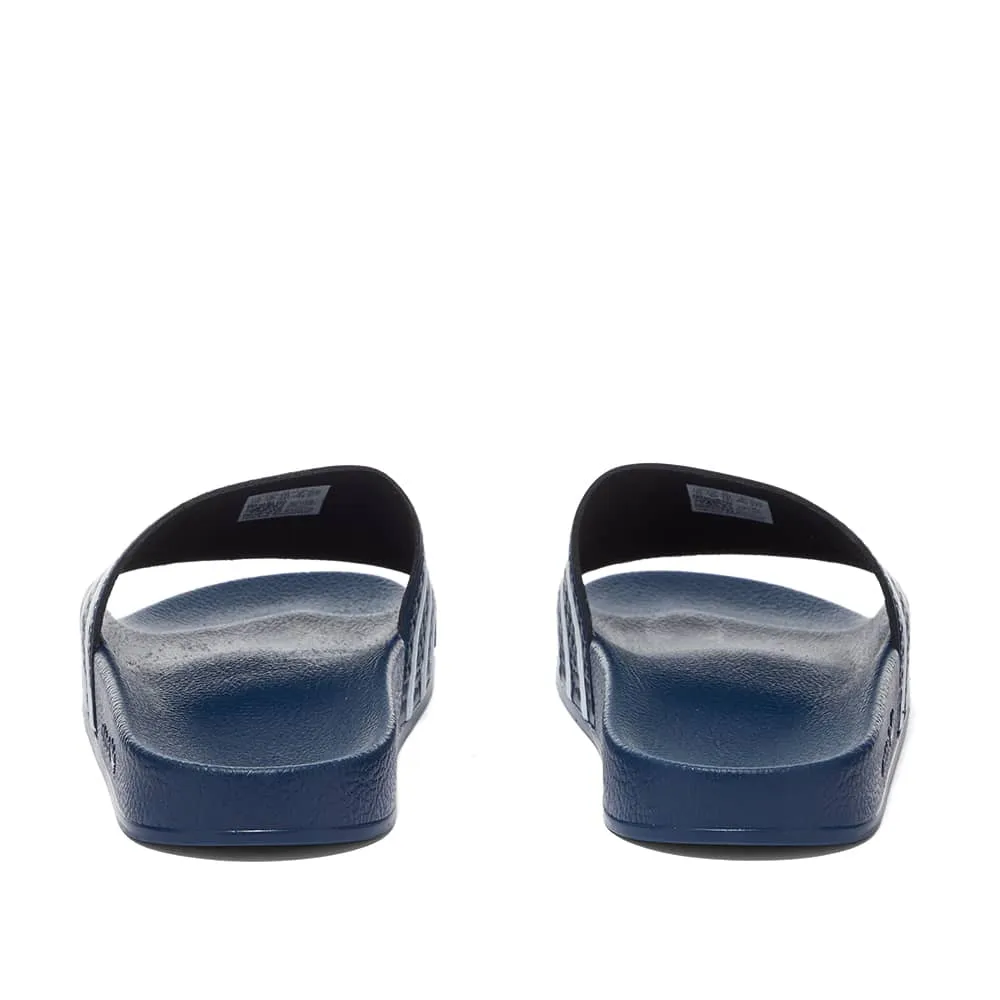 Adidas Adilette slides, navy/white