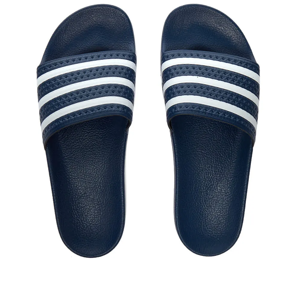 Adidas Adilette slides, navy/white