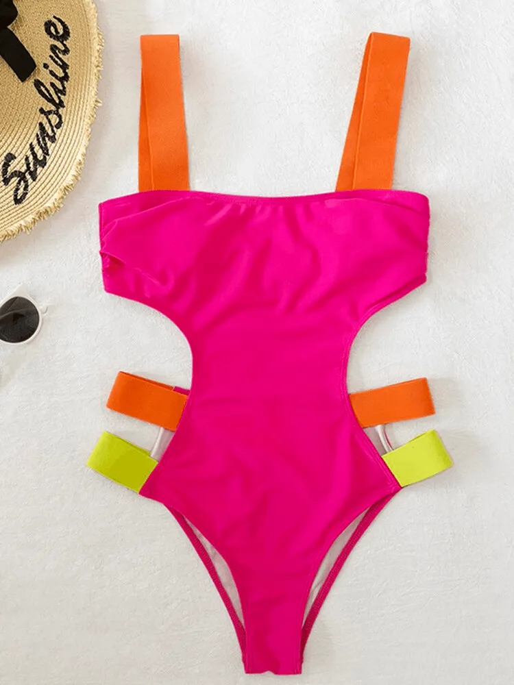 Belt Splicing One Piece  Flattering and Bold Swimwear Design