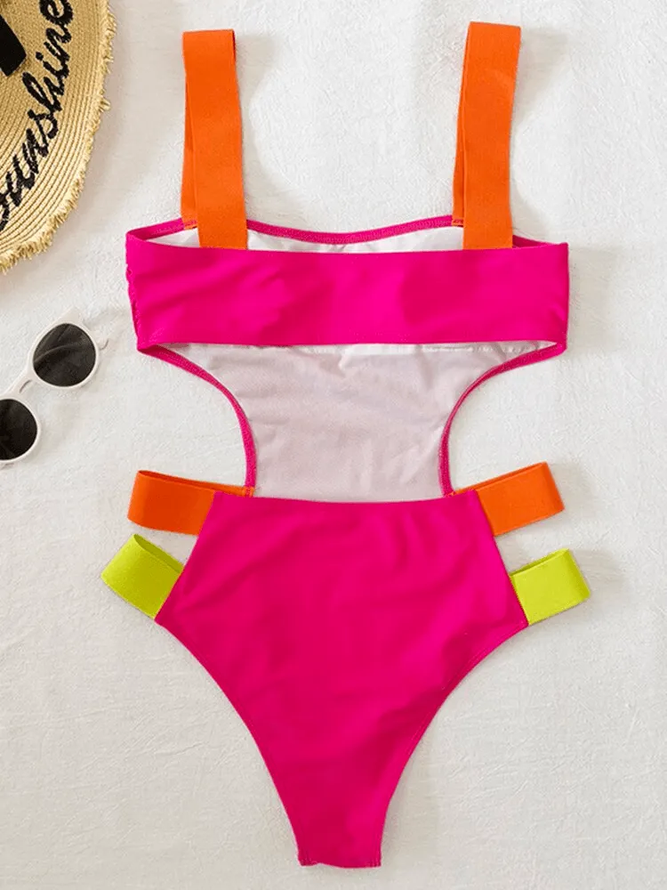 Belt Splicing One Piece  Flattering and Bold Swimwear Design