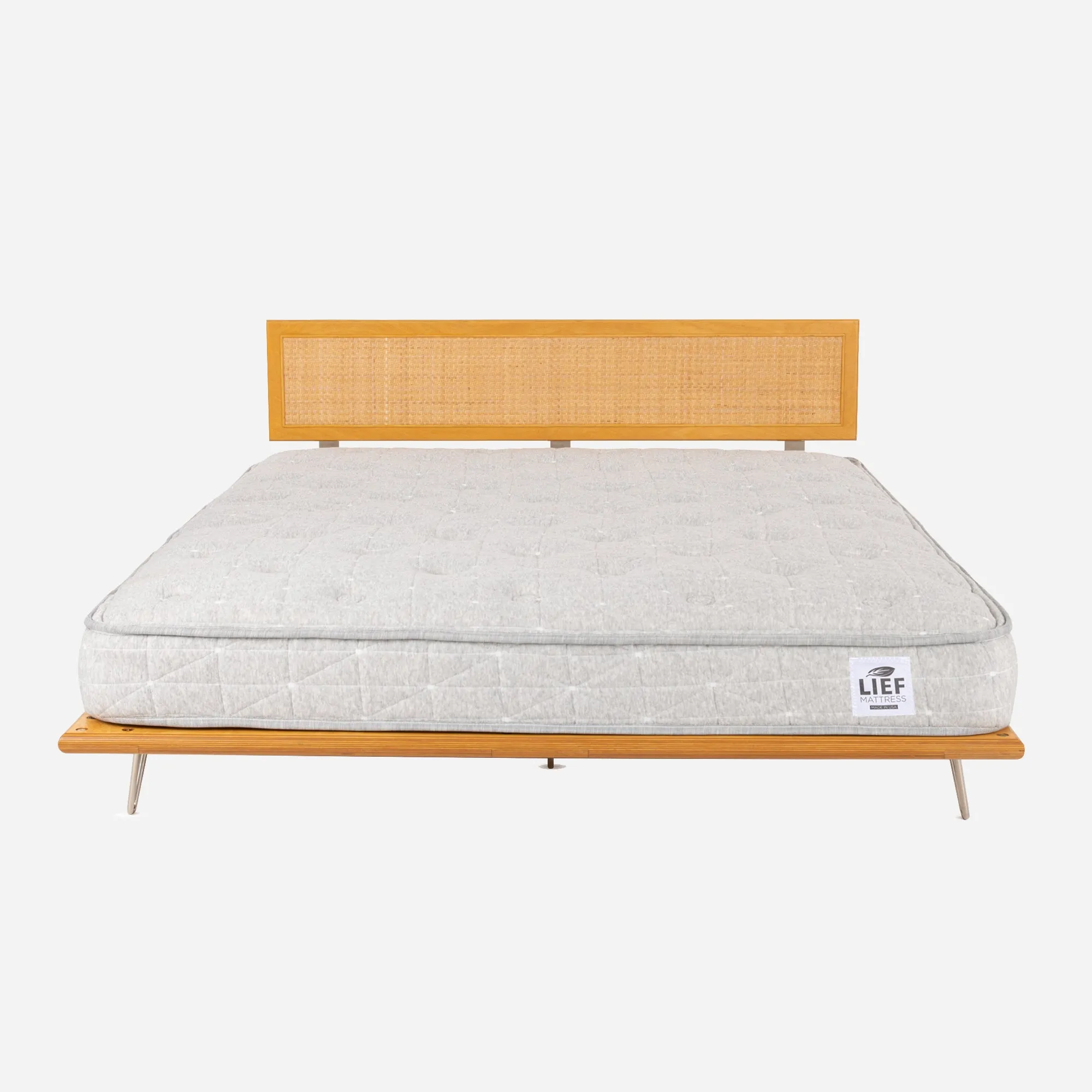 Case Study® Furniture V-Leg Bed with Cane Headboard & Lief® Mattress Bundle