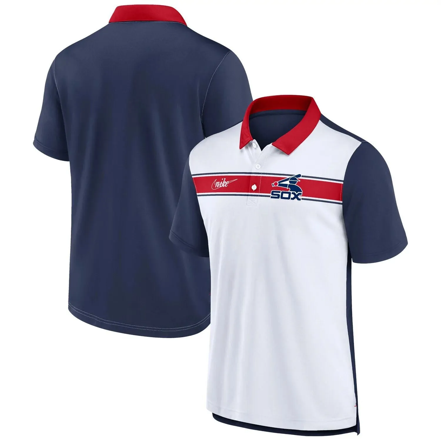 Chicago White Sox Nike Men's White/Navy Striped Polo Shirt