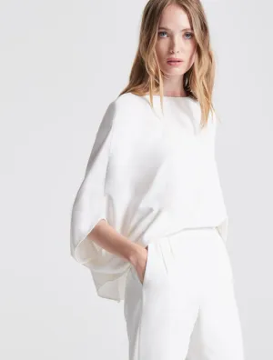 Draped Sleeve Tapered Leg Crepe Jumpsuit