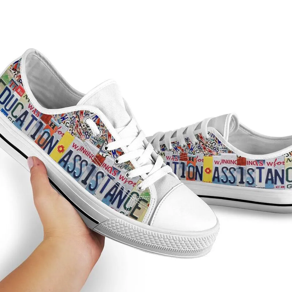 Education Assistance License Plates Low Top Shoes, Teacher Shoes, Low Top Sneakers