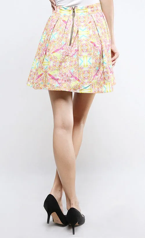 KALEIDODAZZLED BOX PLEAT MINI SKIRT