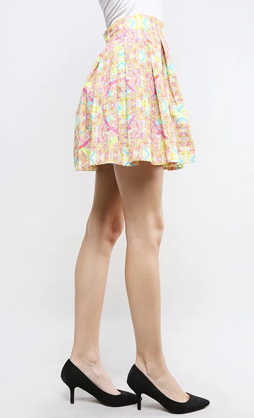 KALEIDODAZZLED BOX PLEAT MINI SKIRT