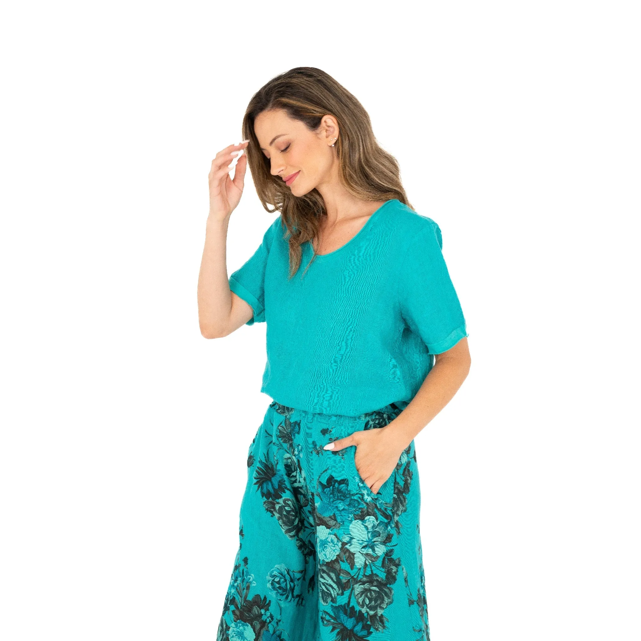 M Made in Italy  Women's Knit and Woven Combo Top