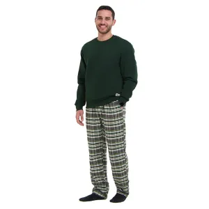 Men Winter Pajama Set Dark green sweatshirt   Dark Green x Dark grey Checkered Pants