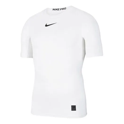 Men's Nike Pro Sports Tight Short Sleeve White T-Shirt, white