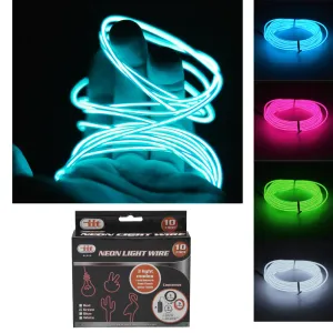 Neon LED Light Glow Wire String Strip Rope 10Ft Tube Decor Car Party Controller