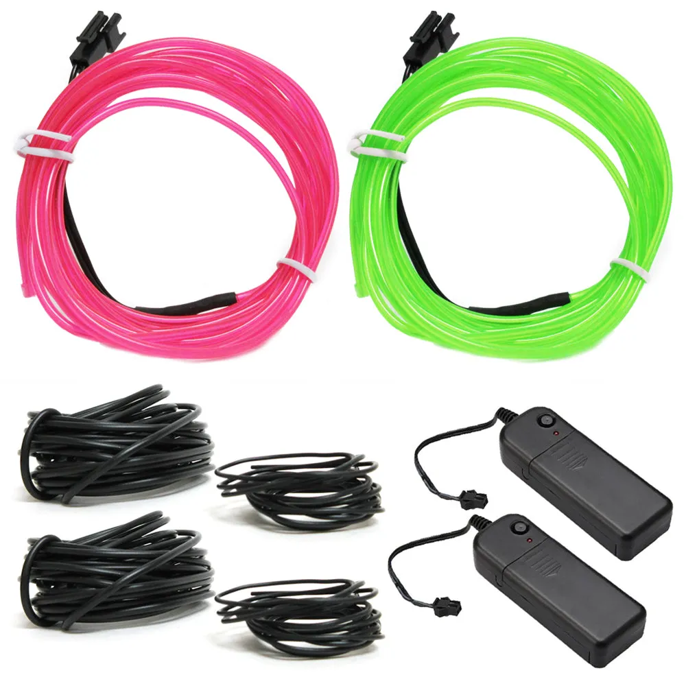 Neon LED Light Glow Wire String Strip Rope 10Ft Tube Decor Car Party Controller