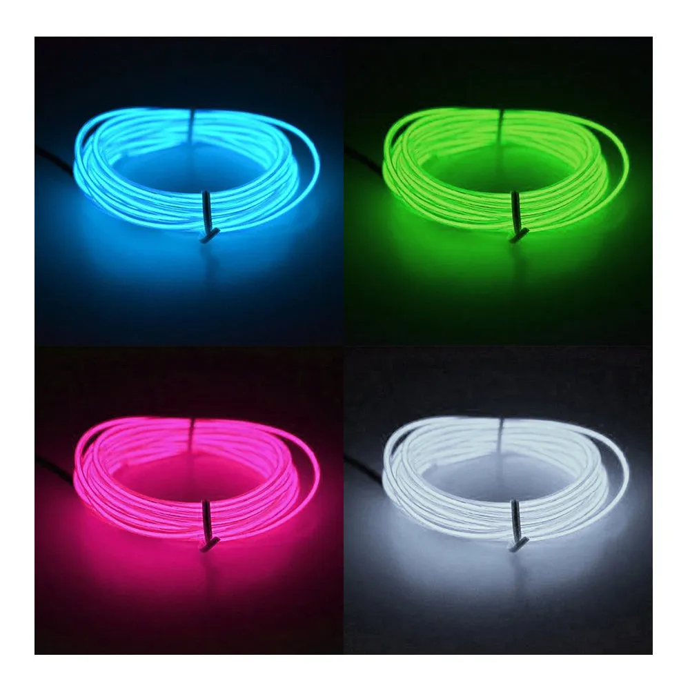 Neon LED Light Glow Wire String Strip Rope 10Ft Tube Decor Car Party Controller