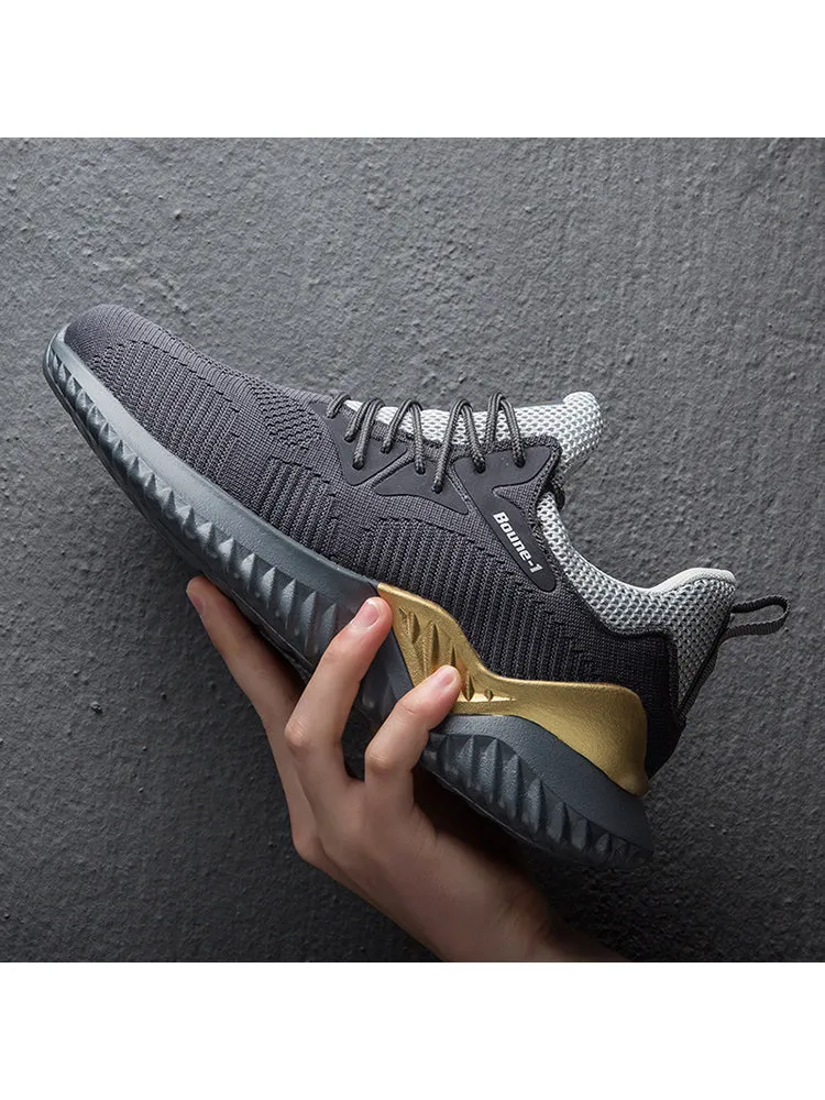 Non-Slip Flyknit Breathable Lightweight Thick Bottom Casual Shoes