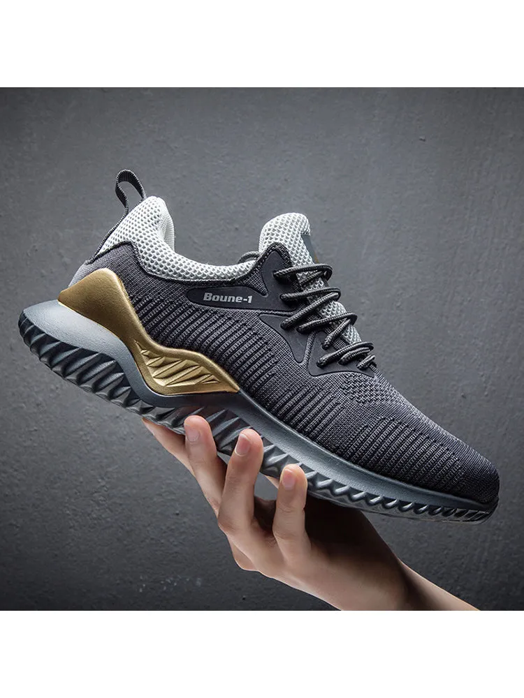 Non-Slip Flyknit Breathable Lightweight Thick Bottom Casual Shoes