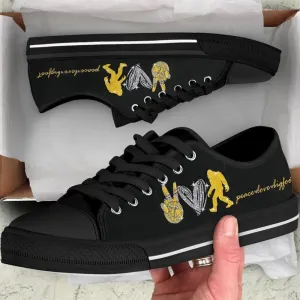 Peace Love Bigfoot Low Top Shoes, Low Top Sneaker, Low Top Canvas Shoes