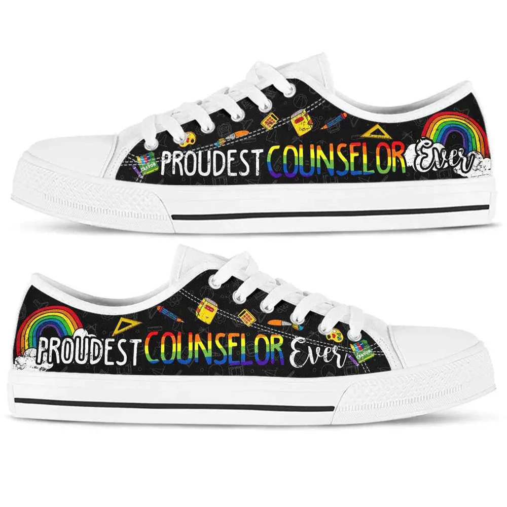 Proudest School Counselor Ever Rainbow Low Top Shoes, Teacher Shoes, Low Top Sneakers