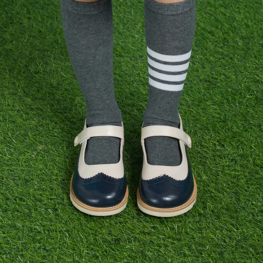 Retro Heart Girl Navy Mary Jane Shoes