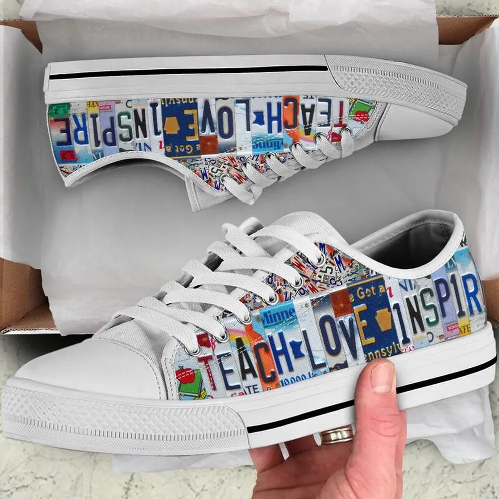 Sped Team License Plates Low Top Shoes, Teacher Shoes, Low Top Sneakers
